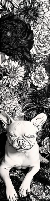 Free dog bookmark featuring a black and white Frenchie